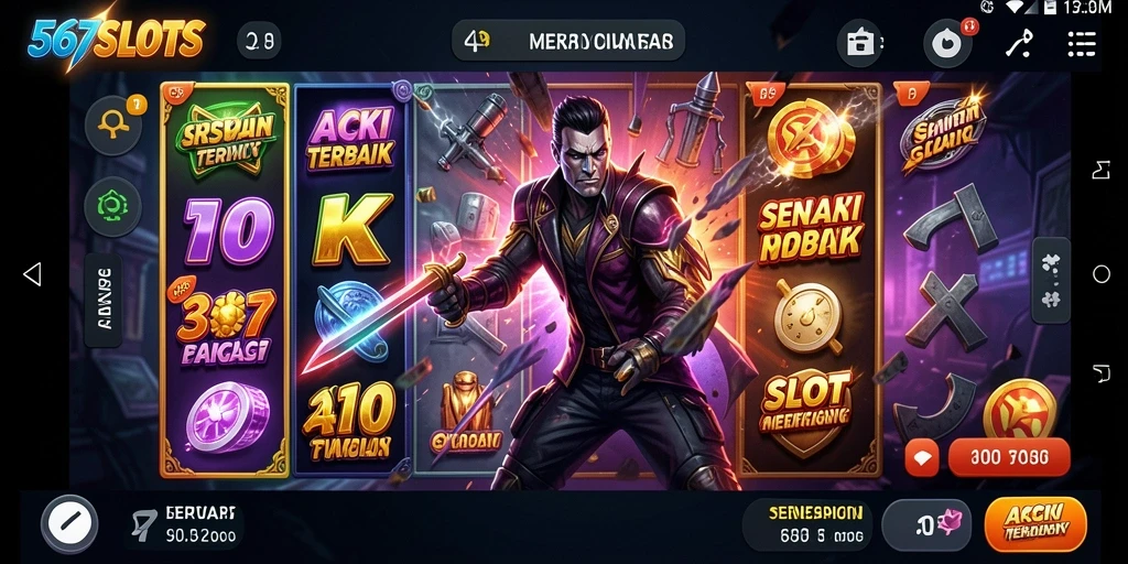 Tampilan gameplay 567SLOTS dengan aksi menarik dan slot mendebarkan.
