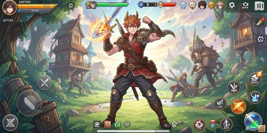 Tangkapan layar yang menunjukkan aksi epic gameplay Anime.