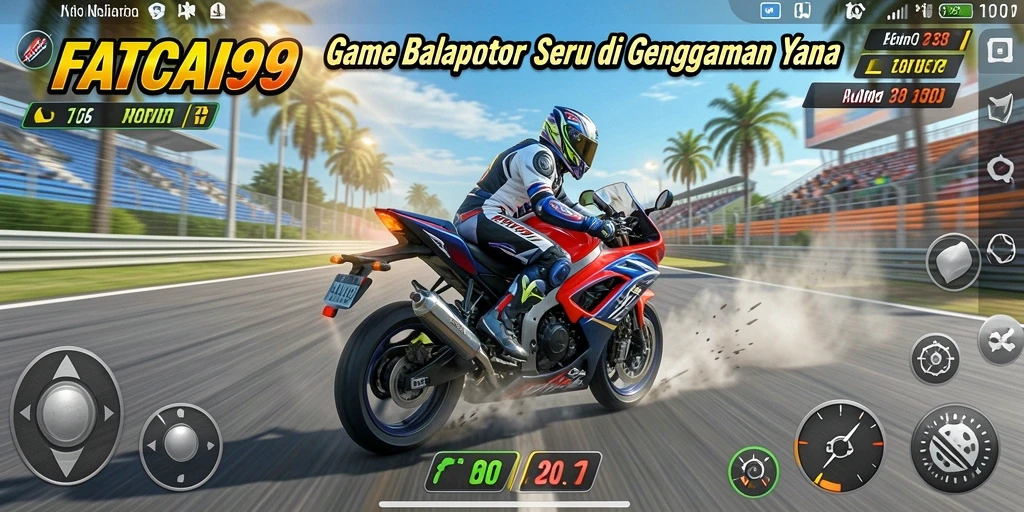 Gameplay seru dan mendebarkan dari FATCAI99 dalam balapan motor.