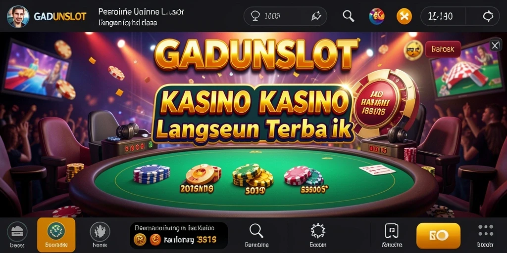 Screenshot GADUNSLOT menampilkan dealer nyata dan gameplay kasino yang mendebarkan.
