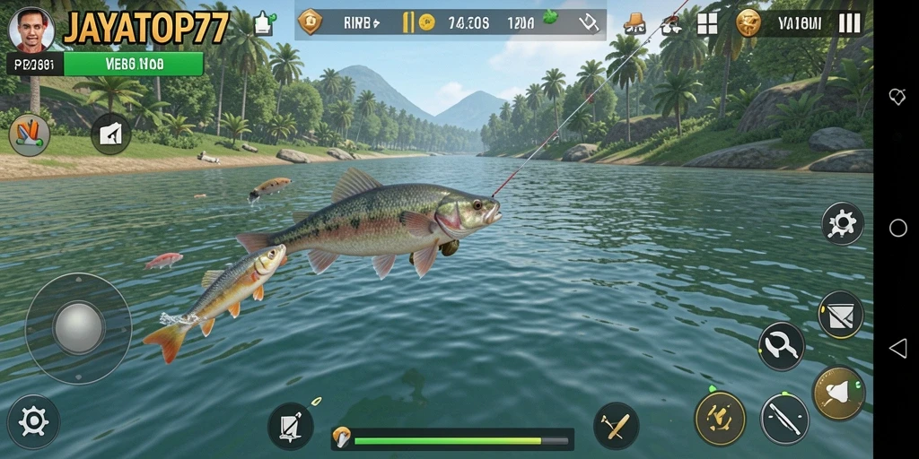 Tampilan gameplay yang menarik dari JAYATOP77 saat memancing.