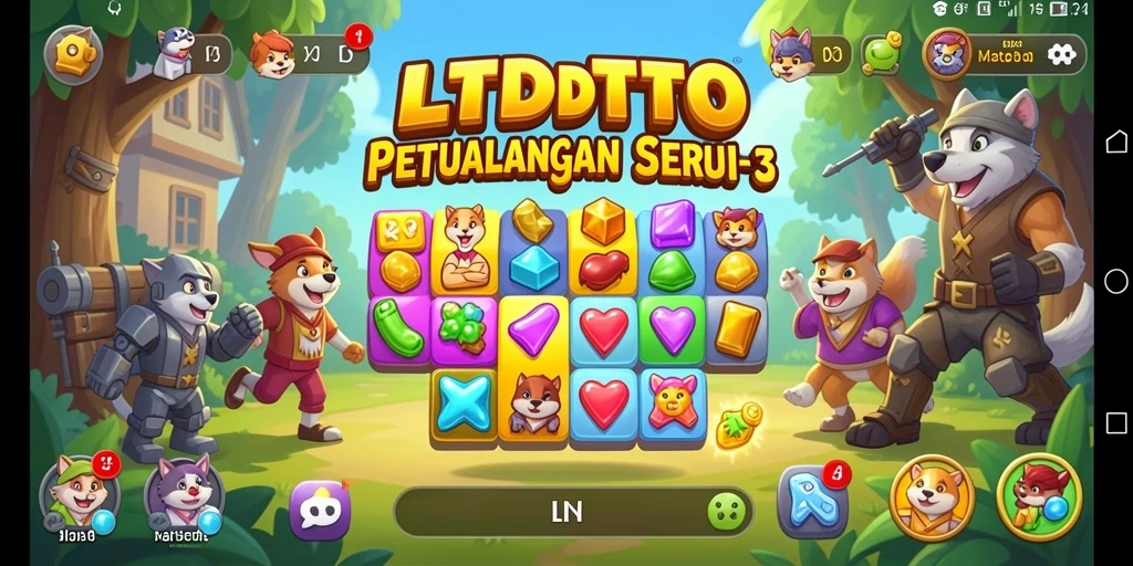 Tampilan gameplay seru LTDTOTO dengan elemen Match-3 yang menantang.