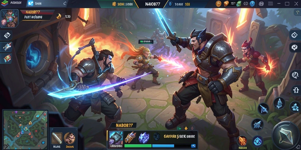 Screenshot gameplay NABOB77 yang menunjukkan aksi MOBA yang seru.