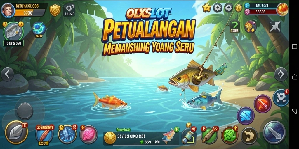 Tampilan gameplay OLXSLOT saat menangkap ikan besar.