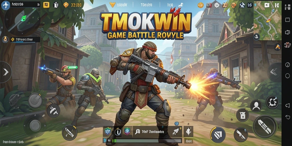 Screenshot gameplay TMOKWIN menampilkan aksi pertempuran seru dalam Battle Royale.