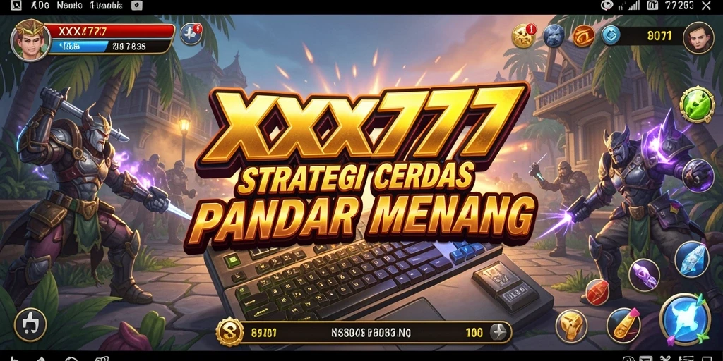 Tangkapan layar XXX777 menunjukkan strategi penuh dan karakter yang dinamis.